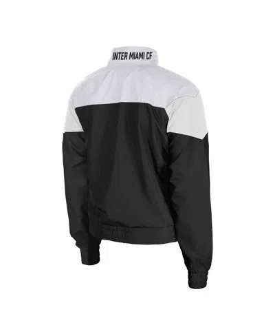 5th & Ocean By New Era Women'sâ Black Inter Miami Cf Leisure Cropped Full-zip Windbreaker Jacket In Black