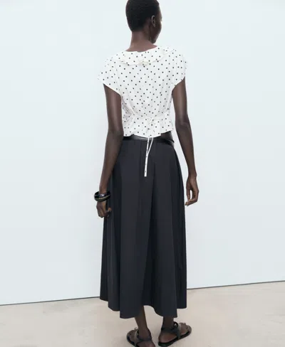 Mango Cropped Ruffle Detail Blouse Co-ord In White