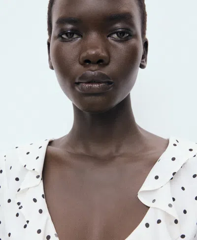 Mango Cropped Ruffle Detail Blouse Co-ord In White