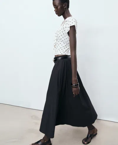 Mango Cropped Ruffle Detail Blouse Co-ord In White