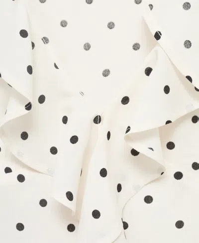 Mango Cropped Ruffle Detail Blouse Co-ord In White