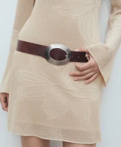 Mango Floral Crochet Dress Beige In Neutral