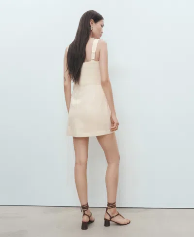 Mango Drape Linen Minidress In Gray