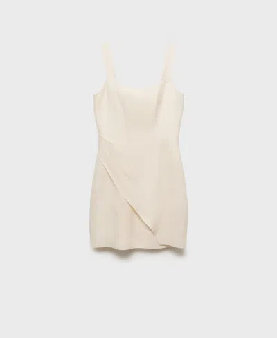 Mango Drape Linen Minidress In Gray