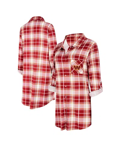 Concepts Sport Women's Burgundy Washington Commanders Ashford Plaid Knit Nightshirt In Multi