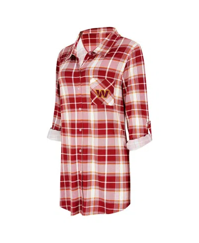 Concepts Sport Women's Burgundy Washington Commanders Ashford Plaid Knit Nightshirt In Multi