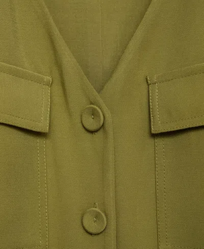 Mango Sleeveless Button Up Jumpsuit In Green