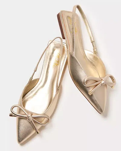Lilly Pulitzer Brit Leather Bow Slingback Shoe In Gold