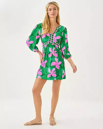 Lilly Pulitzer Wexlee Skirted Romper In Kitts Green Sunset Engineered In Green