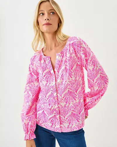 Lilly Pulitzer Aldina Button Down Top In Pink