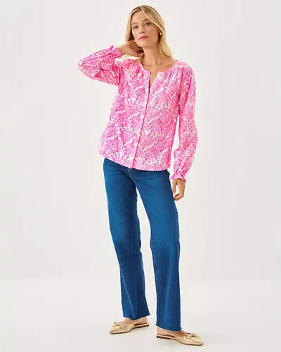 Lilly Pulitzer Aldina Button Down Top In Pink