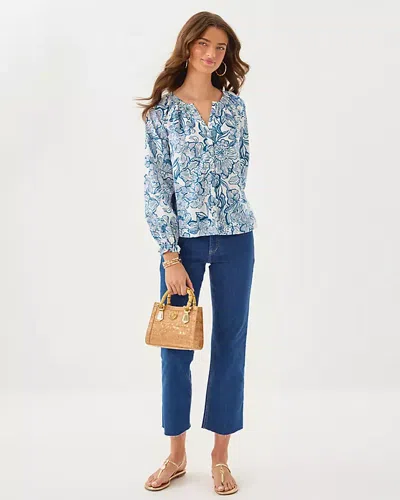 Lilly Pulitzer Aldina Button Down Top In Blue