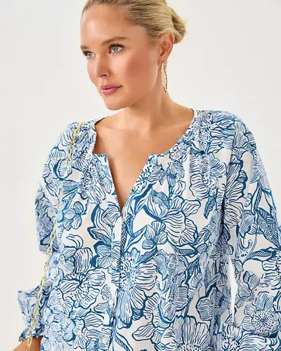 Lilly Pulitzer Aldina Button Down Top In Blue