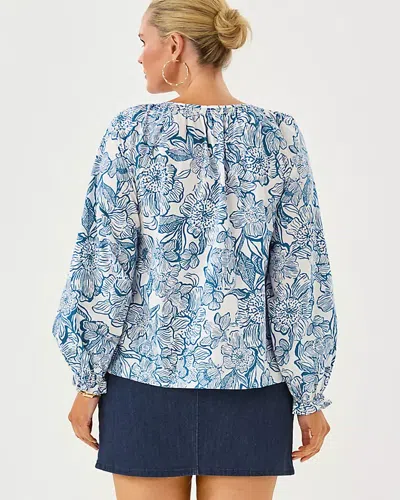 Lilly Pulitzer Aldina Button Down Top In Blue