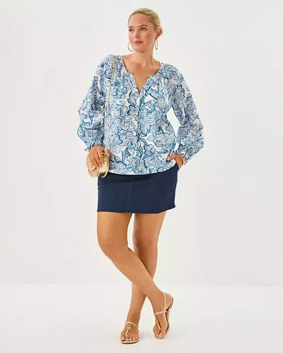 Lilly Pulitzer Aldina Button Down Top In Blue