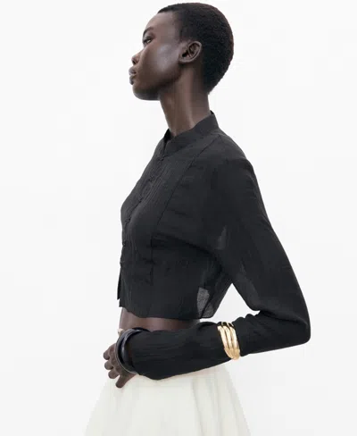 Mango Semisheer Top In Black