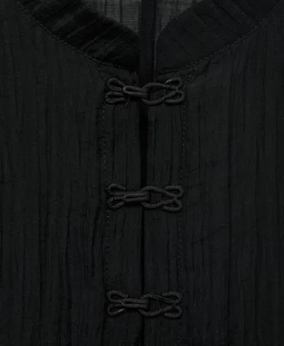 Mango Semisheer Top In Black