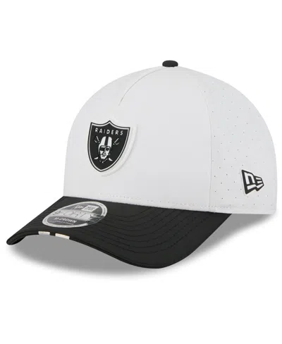 New Era Men's White/black Las Vegas Raiders 2025 Nfl Training Camp A-frame 9forty Adjustable Hat In White