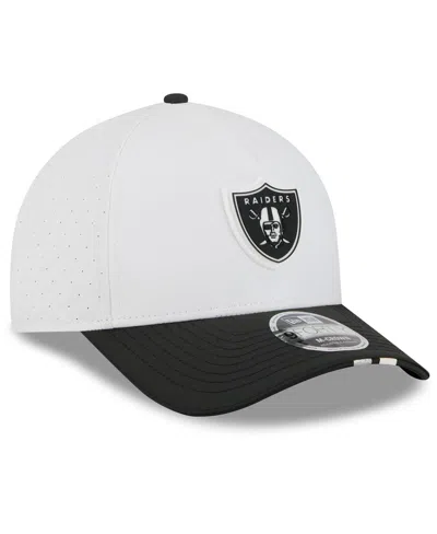 New Era Men's White/black Las Vegas Raiders 2025 Nfl Training Camp A-frame 9forty Adjustable Hat In White
