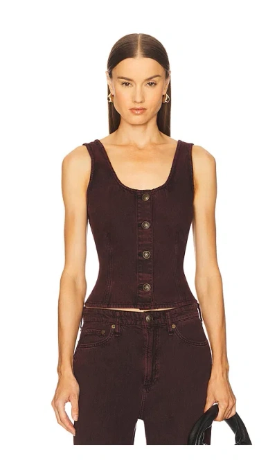 Rag & Bone Poppy Button-front Denim Tank Top In Burgundy