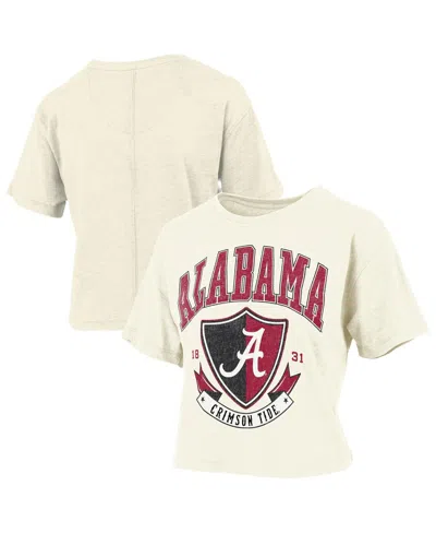 Pressbox Women's Cream Alabama Crimson Tide Buckler Vintage Cropped T-shirt In Multi