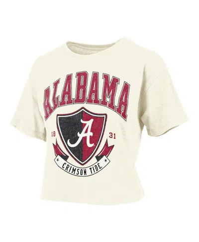 Pressbox Women's Cream Alabama Crimson Tide Buckler Vintage Cropped T-shirt In Multi