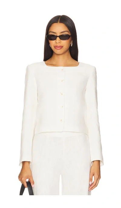 Posse Emma Cropped Linen Jacket In Neutral