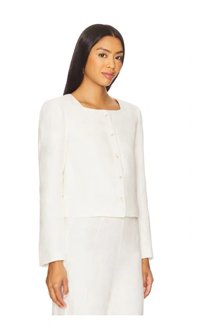 Posse Emma Cropped Linen Jacket In Neutral