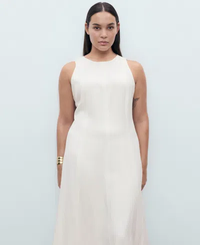 Mango Flared Midi-dress Ecru In White