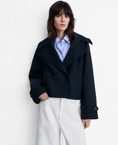 Mango Wool-blend Jacket With Maxi Lapels Dark Navy In Black