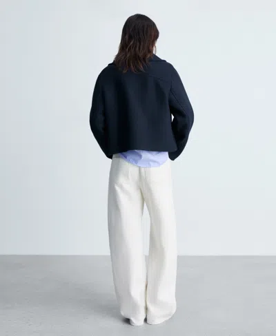 Mango Wool-blend Jacket With Maxi Lapels Dark Navy In Black