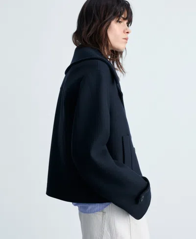 Mango Wool-blend Jacket With Maxi Lapels Dark Navy In Black