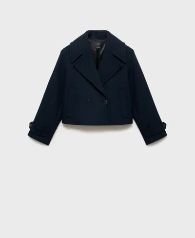 Mango Wool-blend Jacket With Maxi Lapels Dark Navy In Black