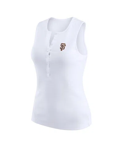 Wear By Erin Andrews Women's White San Francisco Giants Rib-knit Henley Tank Top In White