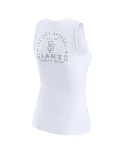 Wear By Erin Andrews Women's White San Francisco Giants Rib-knit Henley Tank Top In White