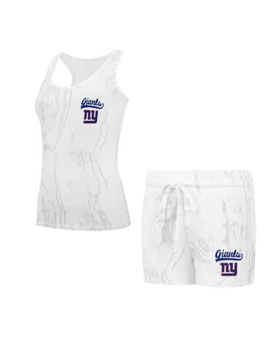 Concepts Sport Women's New York Giants Quartz Hacci Knit Tank Top Shorts Sleep Set In White
