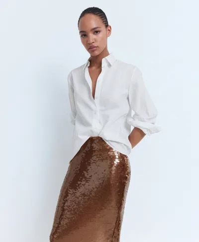 Mango Sequin Midi Skirt In Brown