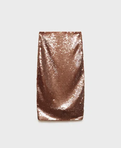 Mango Sequin Midi Skirt In Brown