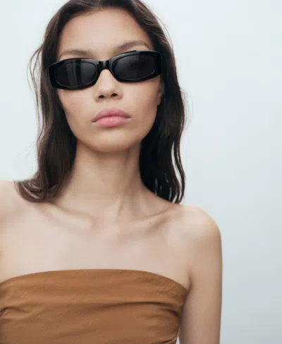 Mango Asymmetric Strapless Top In Brown