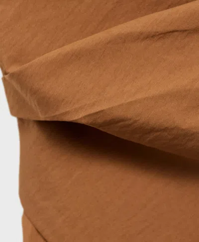 Mango Asymmetric Strapless Top In Brown