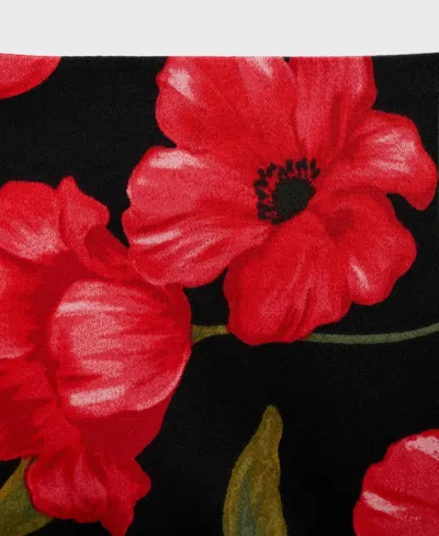 Mango Floral-print Flared Skirt Black In Black