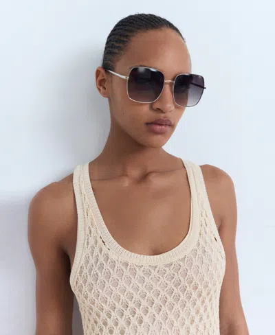 Mango Crochet Long Dress Ecru In Sand