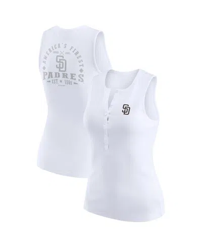 Wear By Erin Andrews Women's White San Francisco Giants Rib-knit Henley Tank Top In White