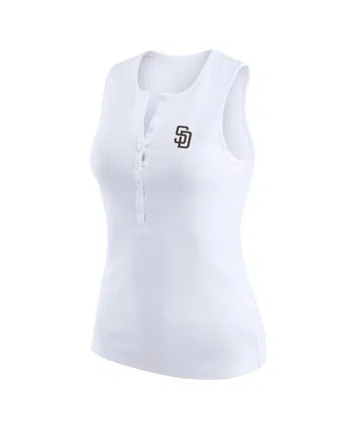 Wear By Erin Andrews Women's White San Francisco Giants Rib-knit Henley Tank Top In White