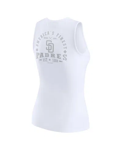Wear By Erin Andrews Women's White San Francisco Giants Rib-knit Henley Tank Top In White