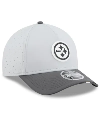 New Era Men's Gray/graphite Pittsburgh Steelers 2025 Nfl Training Camp A-frame 9forty Adjustable Hat In Gray