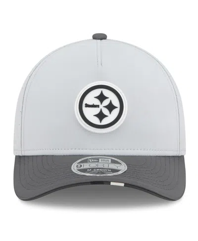 New Era Men's Gray/graphite Pittsburgh Steelers 2025 Nfl Training Camp A-frame 9forty Adjustable Hat In Gray
