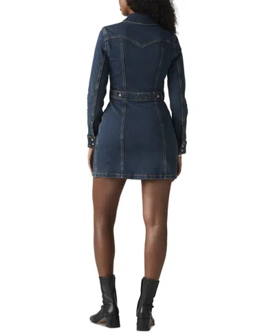 Levi's Retro Long Sleeve Denim Minidress In Blue
