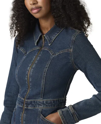 Levi's Retro Long Sleeve Denim Minidress In Blue