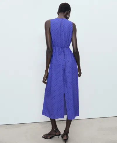 Mango Polka-dot Dress With Bow Blue In Multi